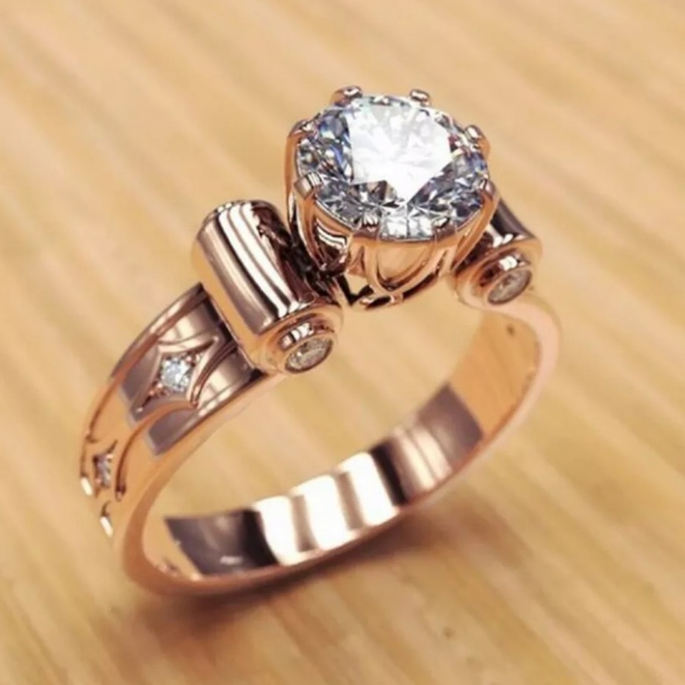- White Topaz & Rose 14k Gold Filled Size 8